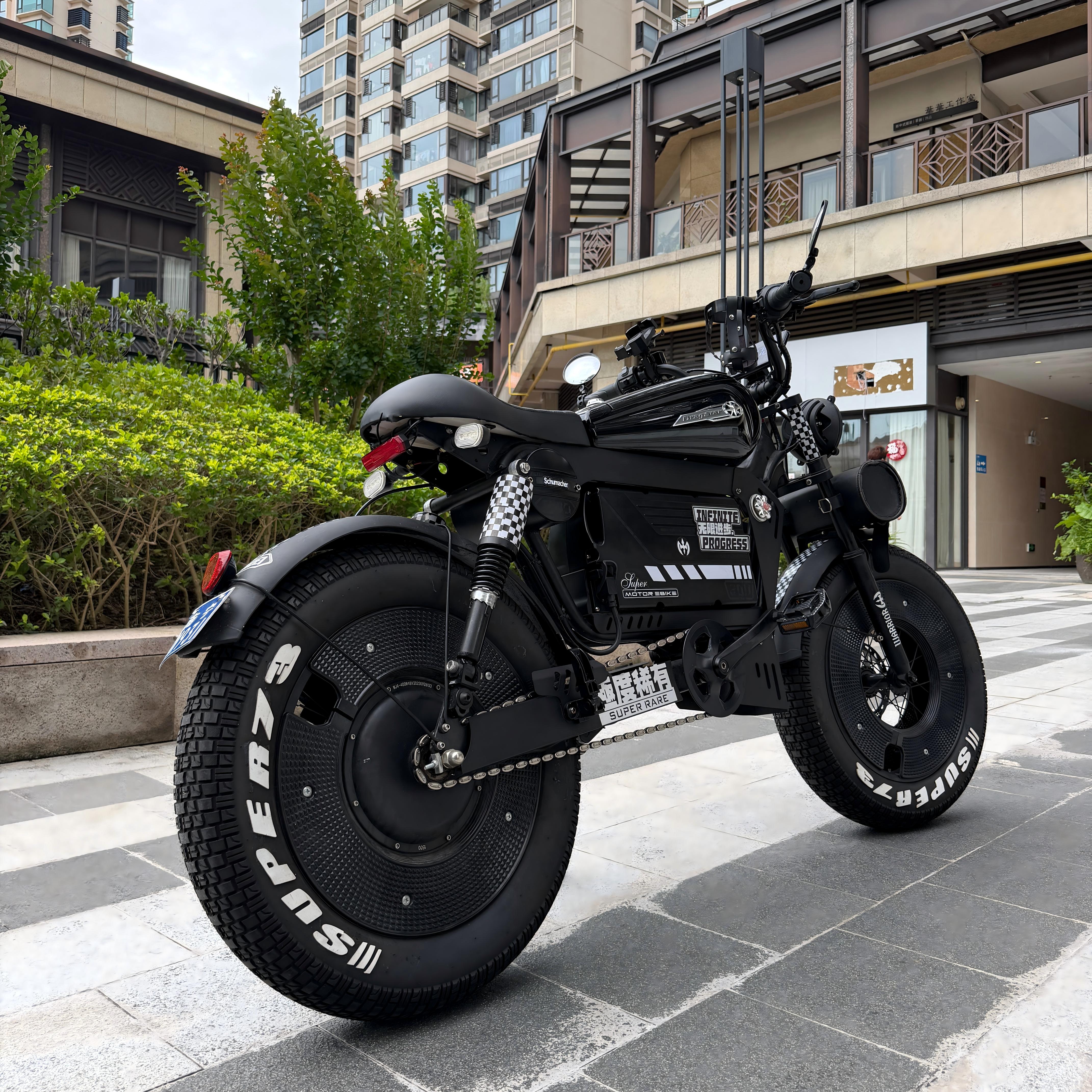 OWAY SK-1 Phantom Edition | 140KM Long Range High-Speed Retro Fat Tire Electric Bike with Removable Battery & Bluetooth Speaker