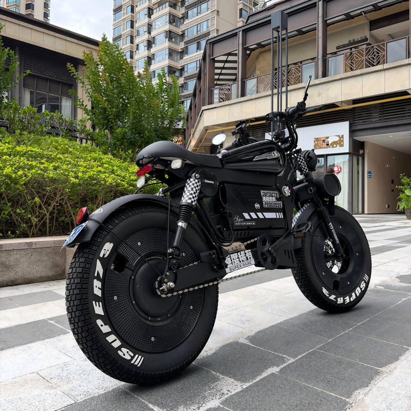 OWAY SK-1 Phantom Edition | 140KM Long Range High-Speed Retro Fat Tire Electric Bike with Removable Battery & Bluetooth Speaker