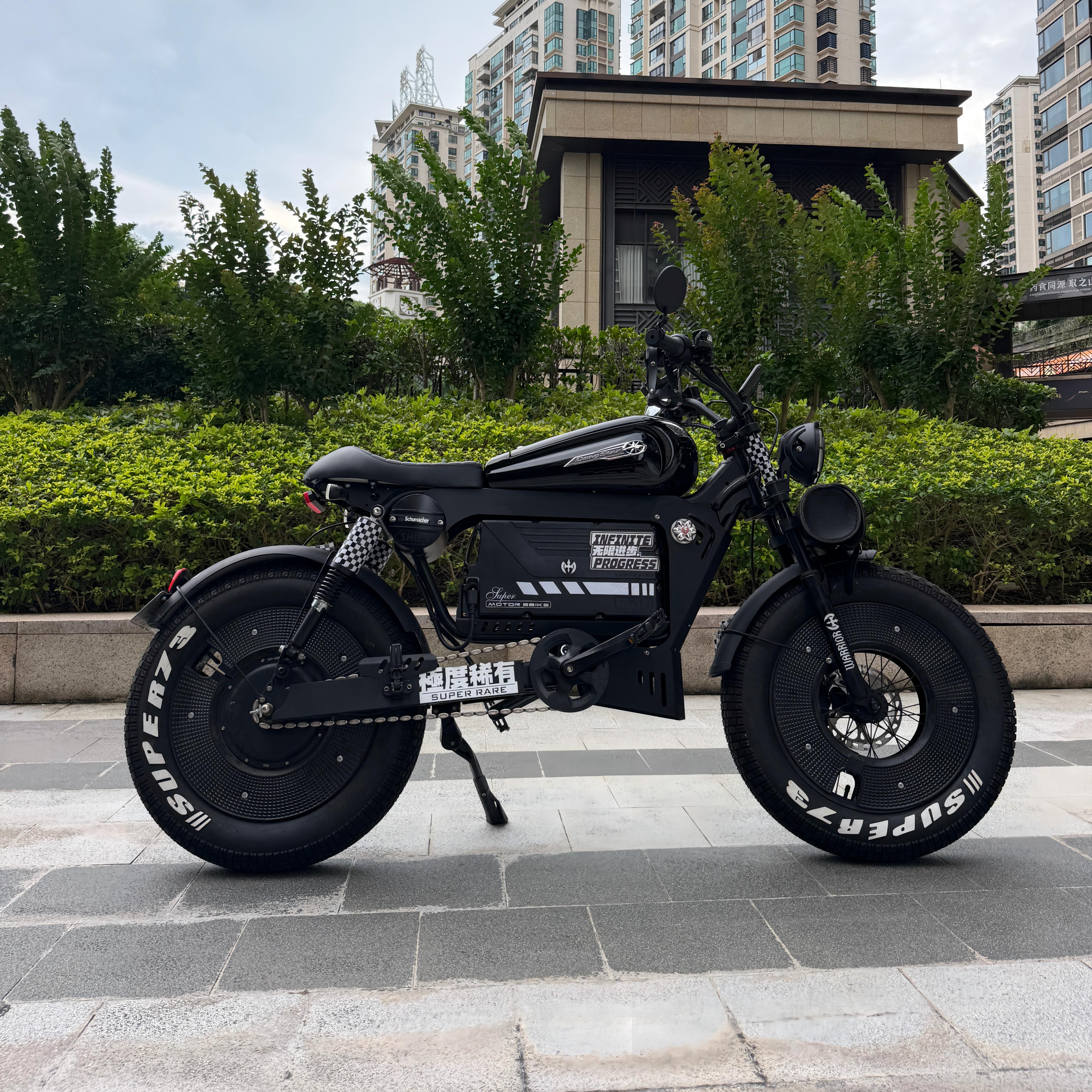 OWAY SK-1 Phantom Edition | 140KM Long Range High-Speed Retro Fat Tire Electric Bike with Removable Battery & Bluetooth Speaker
