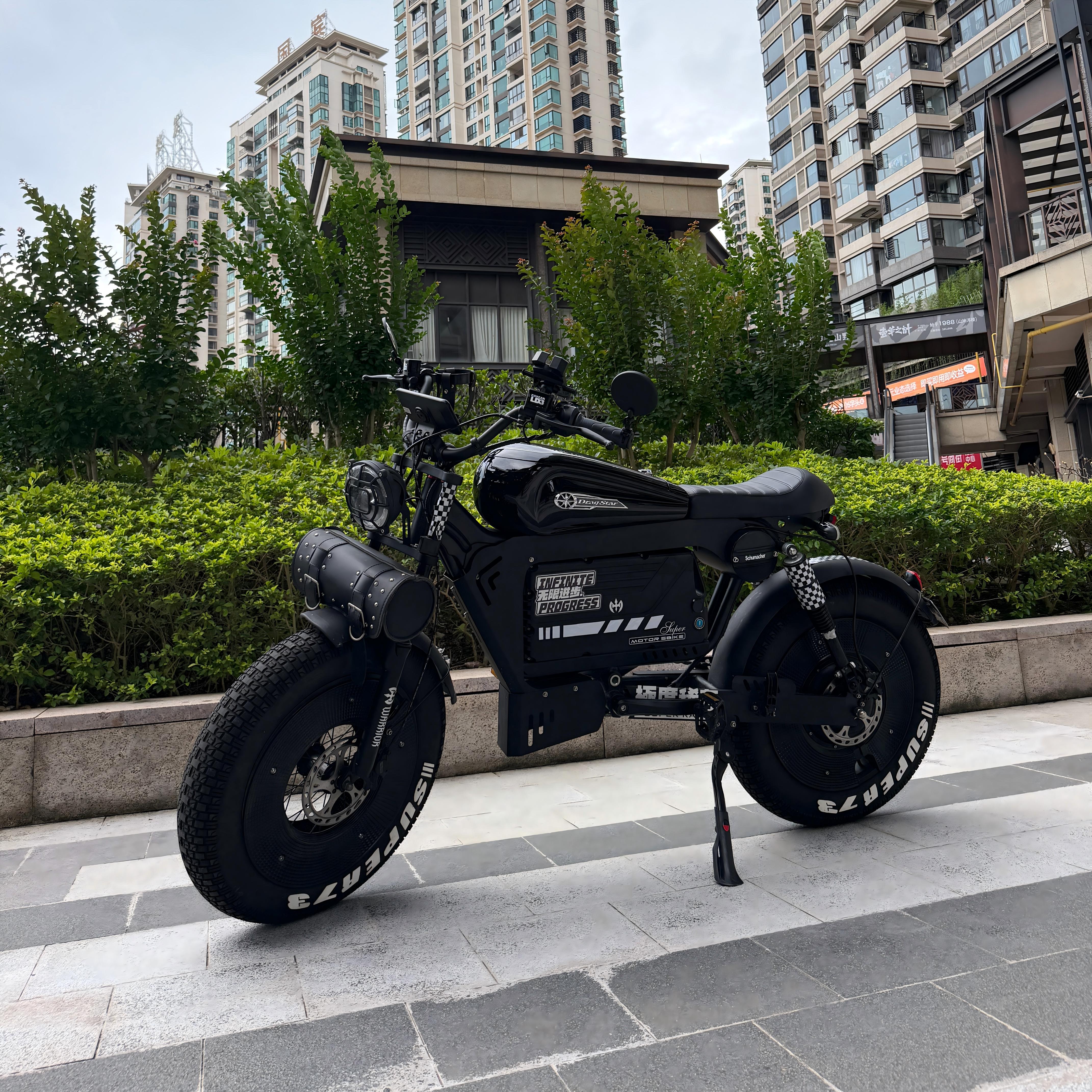 OWAY SK-1 Phantom Edition | 140KM Long Range High-Speed Retro Fat Tire Electric Bike with Removable Battery & Bluetooth Speaker