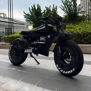 OWAY SK-1 Phantom Edition | 140KM Long Range High-Speed Retro Fat Tire Electric Bike with Removable Battery & Bluetooth Speaker