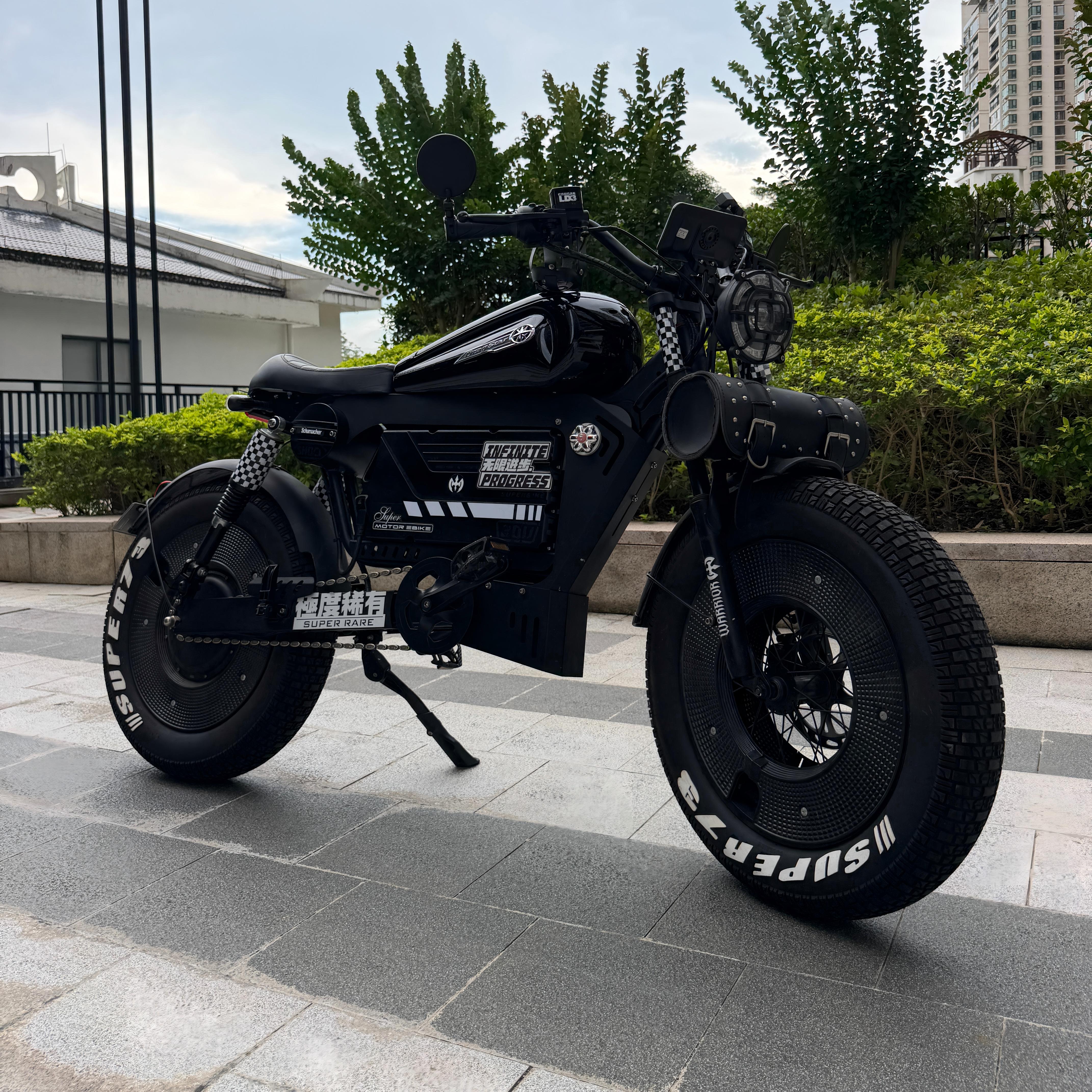 OWAY SK-1 Phantom Edition | 140KM Long Range High-Speed Retro Fat Tire Electric Bike with Removable Battery & Bluetooth Speaker