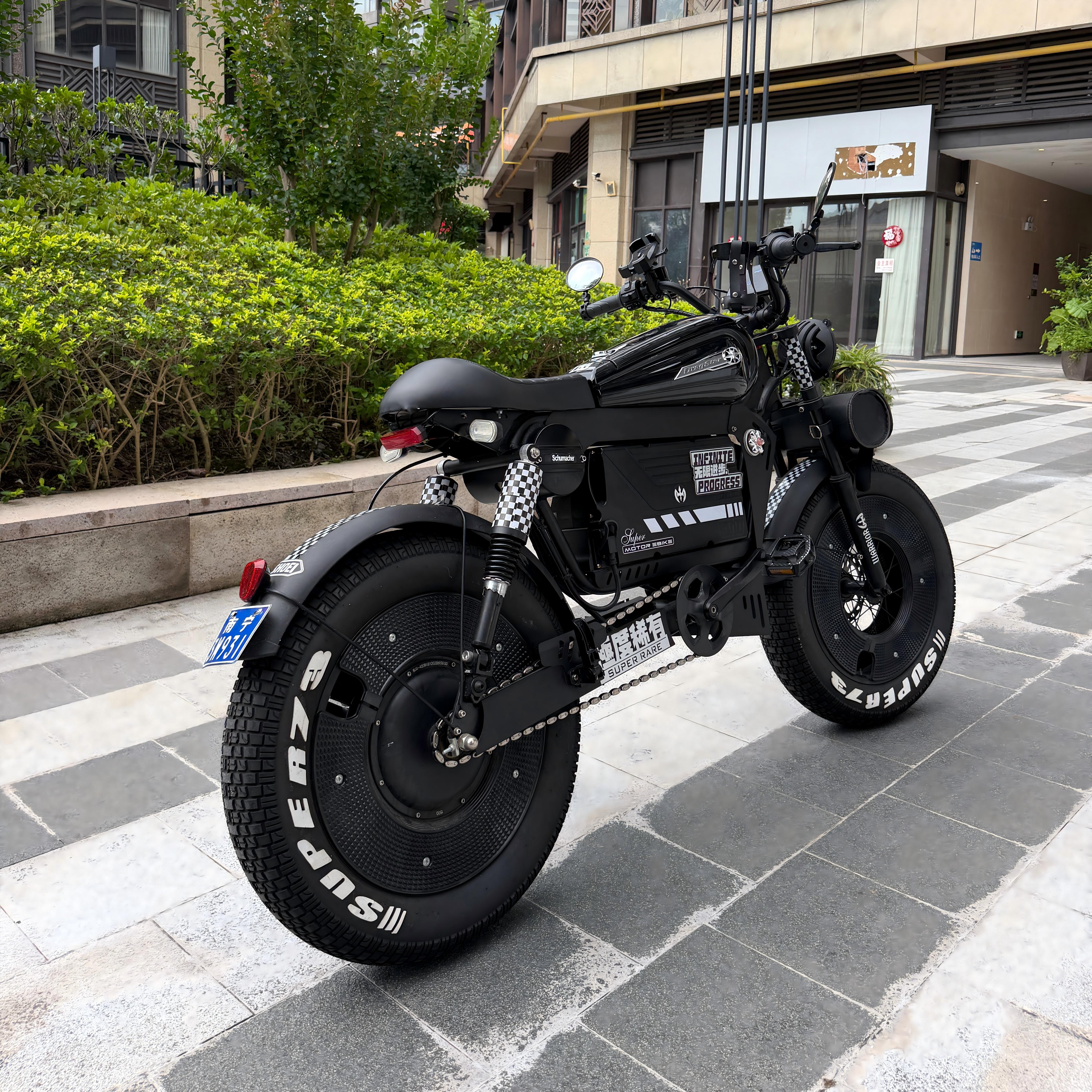 OWAY SK-1 Phantom Edition | 140KM Long Range High-Speed Retro Fat Tire Electric Bike with Removable Battery & Bluetooth Speaker