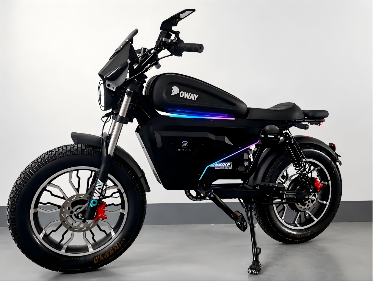 OWAY SK-1 Super Electric Bike 3000W Brushless Motor 60V 50Ah Full Suspension Ebike, 50MPH, 100-Mile Range, GPS, Adjustable RGB Battery Armor, New Windshield High-Strength Aluminum Alloy Wheels