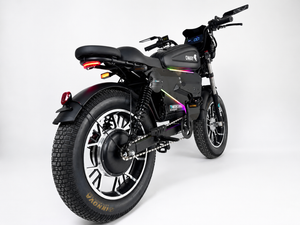 OWAY SK-1 Super Electric Bike 3000W Brushless Motor 60V 50Ah Full Suspension Ebike, 50MPH, 100-Mile Range, GPS, Adjustable RGB Battery Armor, New Windshield High-Strength Aluminum Alloy Wheels