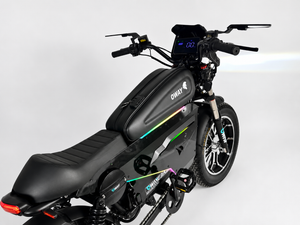 OWAY SK-1 Super Electric Bike 3000W Brushless Motor 60V 50Ah Full Suspension Ebike, 50MPH, 100-Mile Range, GPS, Adjustable RGB Battery Armor, New Windshield High-Strength Aluminum Alloy Wheels