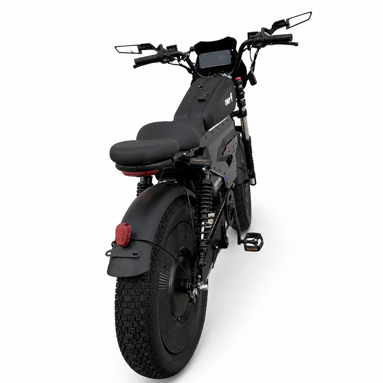 OWAY SK-1 Electric Bike 3000W Brushless Motor 60V 50Ah Full Suspension Ebike, 50MPH, 100-Mile Range, GPS, Adjustable RGB Battery Armor, New Windshield
