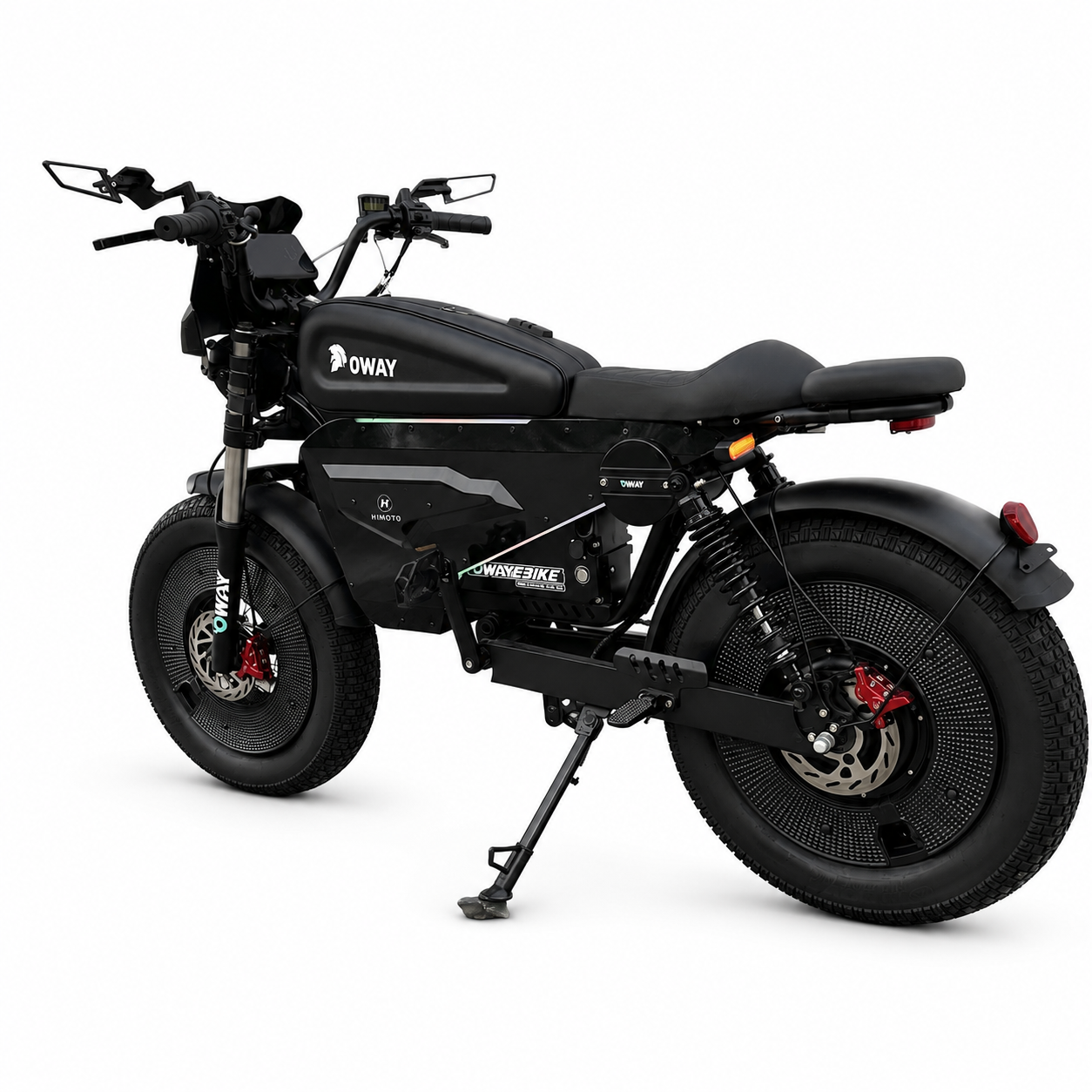 OWAY SK-1 Electric Bike 3000W Brushless Motor 60V 50Ah Full Suspension Ebike, 50MPH, 100-Mile Range, GPS, Adjustable RGB Battery Armor, New Windshield