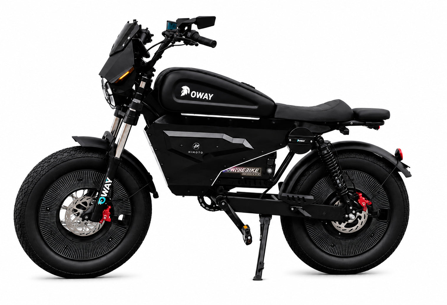 OWAY SK-1 Electric Bike 3000W Brushless Motor 60V 50Ah Full Suspension Ebike, 50MPH, 100-Mile Range, GPS, Adjustable RGB Battery Armor, New Windshield