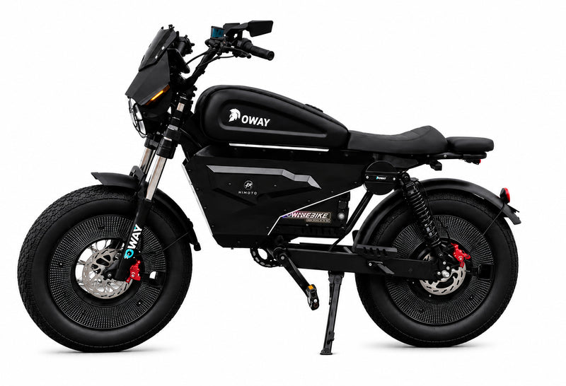 OWAY SK-1 Electric Bike 3000W Brushless Motor 60V 50Ah Full Suspension Ebike, 50MPH, 100-Mile Range, GPS, Adjustable RGB Battery Armor, New Windshield