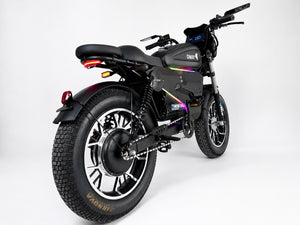 OWAY SK-1 Super Electric Bike 3000W Brushless Motor 60V 50Ah Full Suspension Ebike, 50MPH, 100-Mile Range, GPS, Adjustable RGB Battery Armor, New Windshield High-Strength Aluminum Alloy Wheels