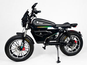OWAY SK-1 Super Electric Bike 3000W Brushless Motor 60V 50Ah Full Suspension Ebike, 50MPH, 100-Mile Range, GPS, Adjustable RGB Battery Armor, New Windshield High-Strength Aluminum Alloy Wheels